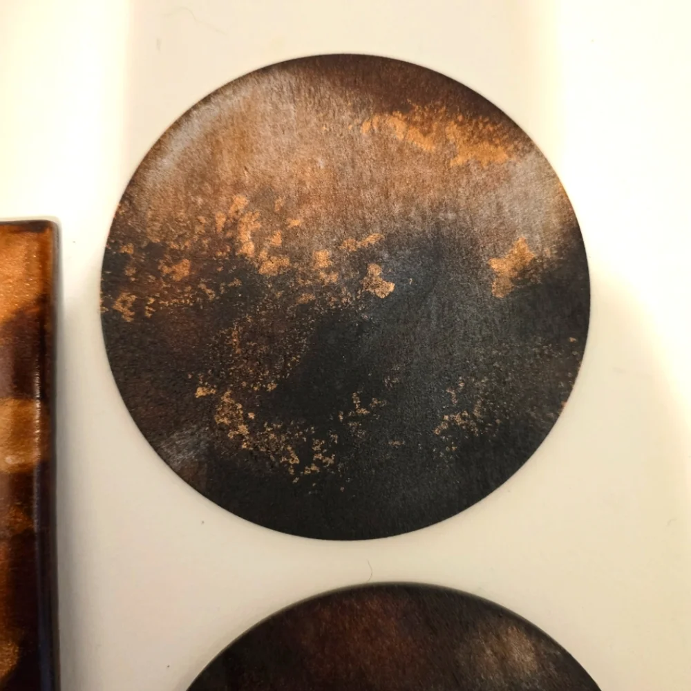 HANDCRAFTED & HANDPAINTED 6 Wood Coaster Set & Upcycled Single Light Switch Case - Picture 8 of 17